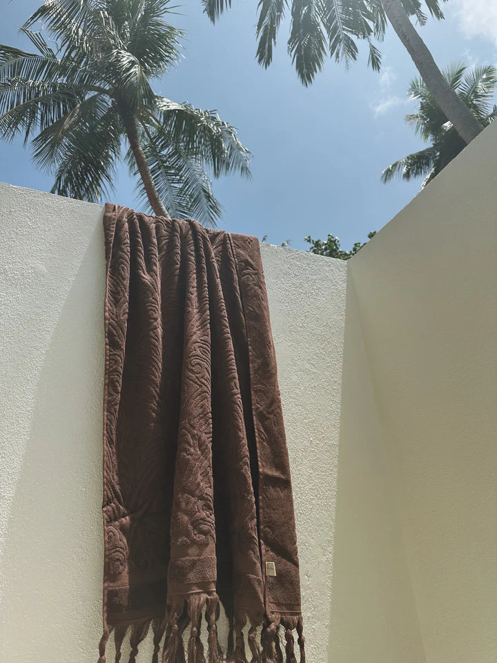 Salty Shadows Traveller Cotton Terry Towel - Chocolate