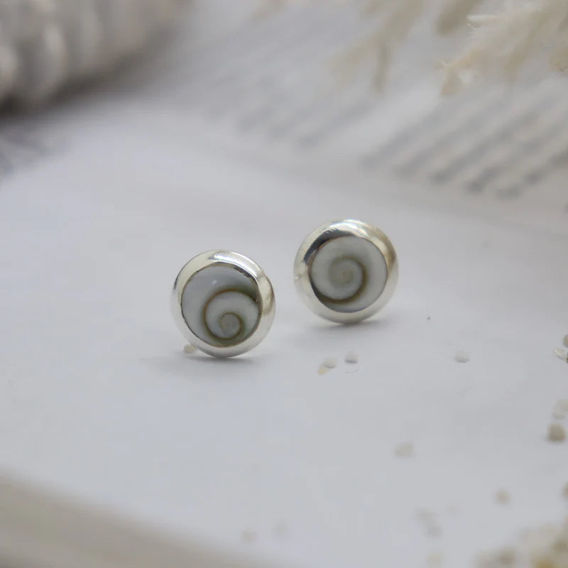 Miki Round Shiva Eye Silver Stud Earrings