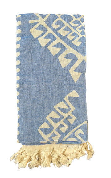 Salty Shadows Aztec Turkish Towel - Blue