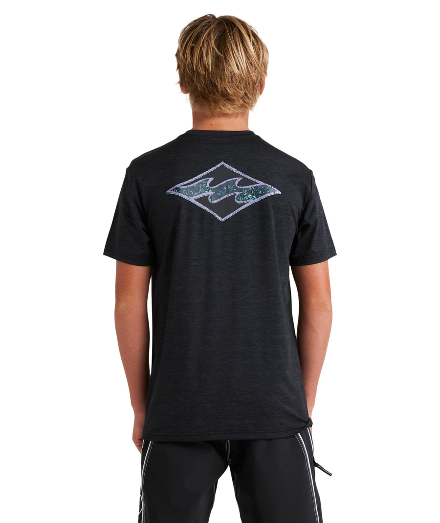 Billabong Boys Diamond Shoreline Loose Fit  SS Rashie - Black Heather