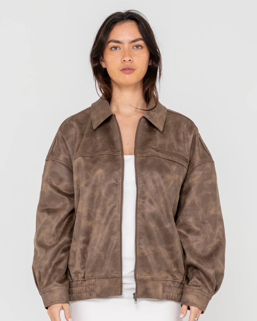 Rusty Back Street Faux Leather Jacket