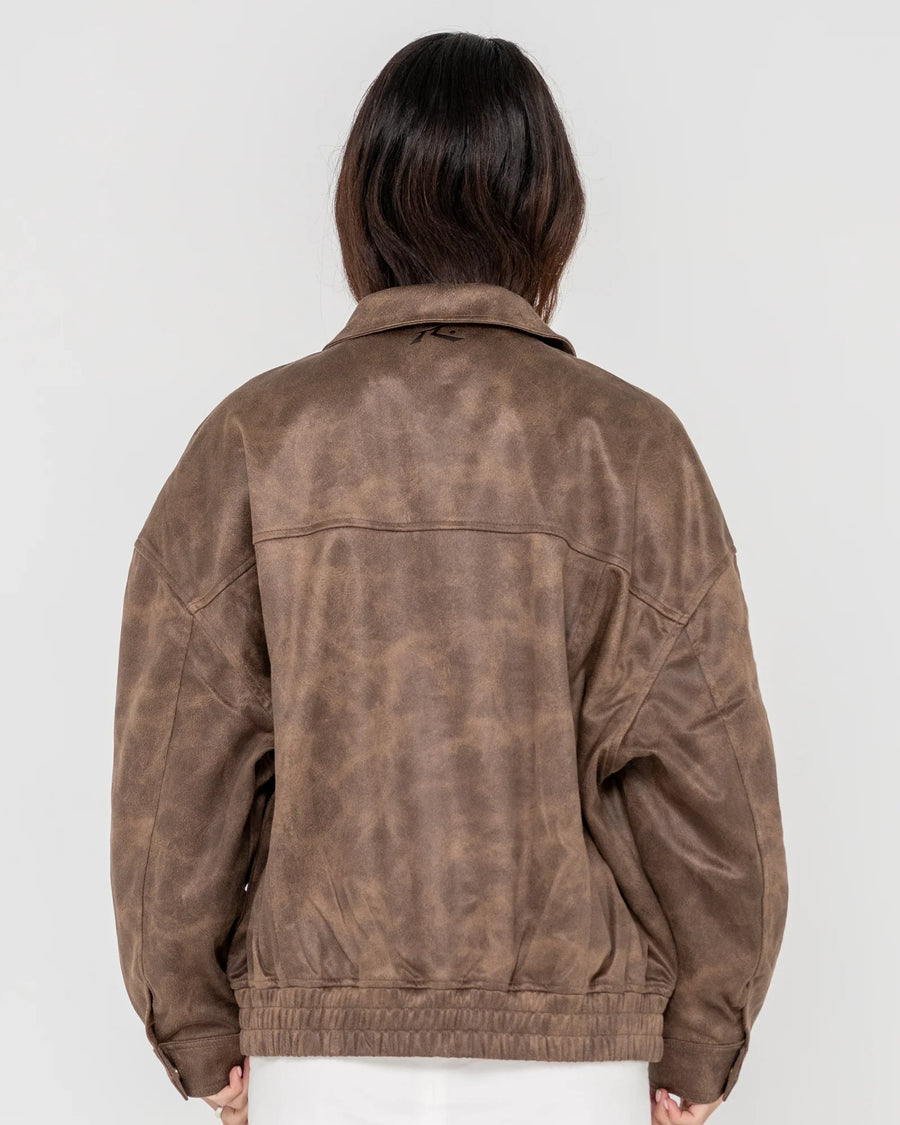 Rusty Back Street Faux Leather Jacket