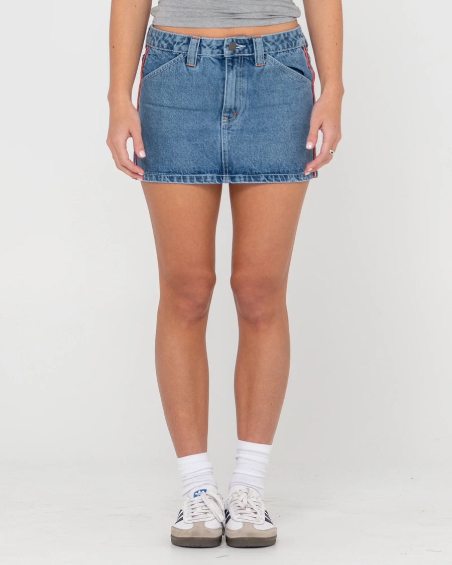 Rusty Flip Mommy Low Rise Mini Denim Skirt