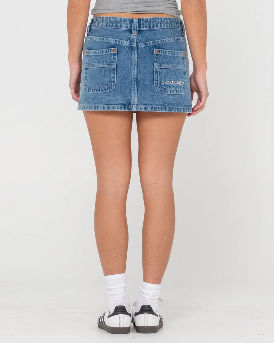 Rusty Flip Mommy Low Rise Mini Denim Skirt