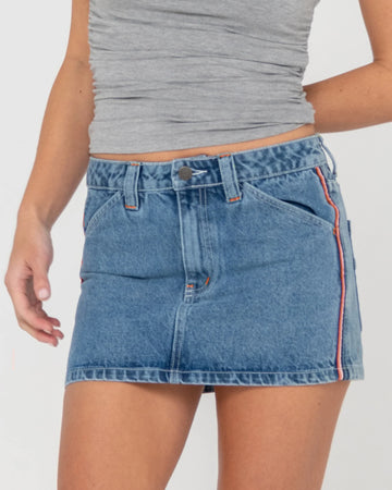 Rusty Flip Mommy Low Rise Mini Denim Skirt