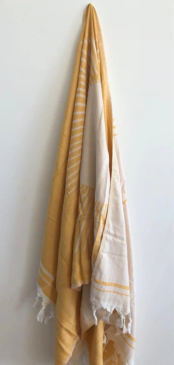 Salty Shadows Sun Turkish Towel - Yellow