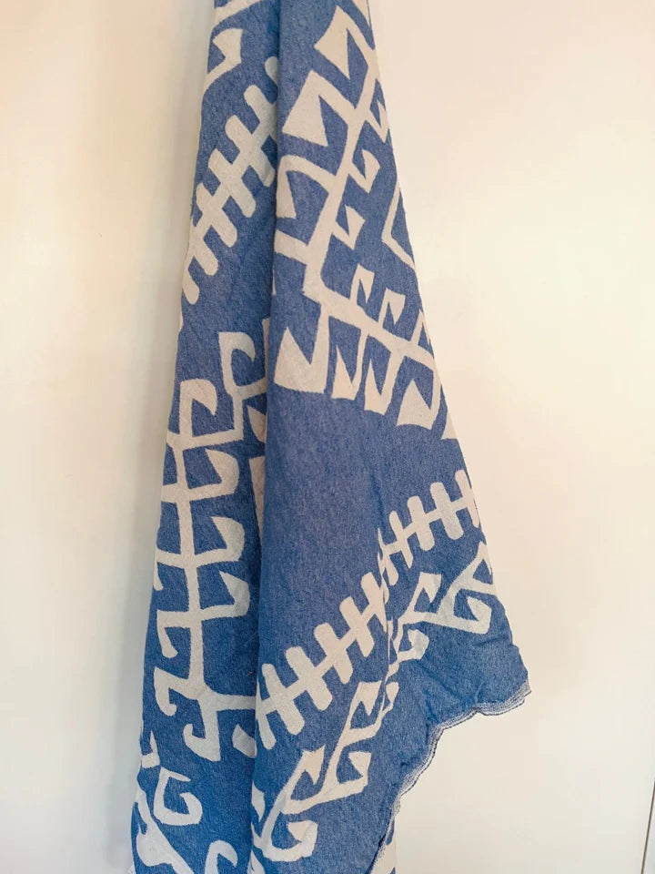 Salty Shadows Aztec Turkish Towel - Blue