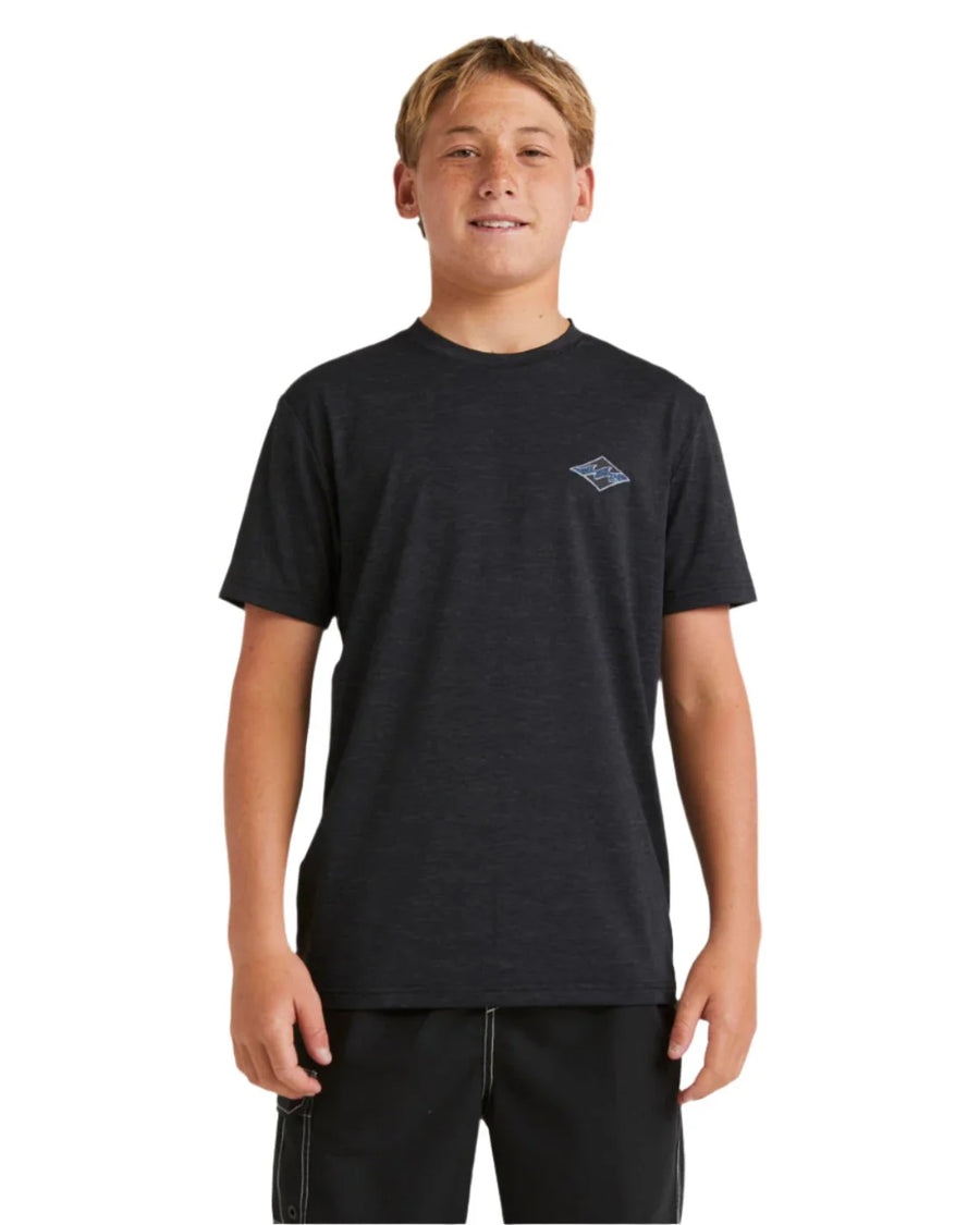 Billabong Boys Diamond Shoreline Loose Fit  SS Rashie - Black Heather